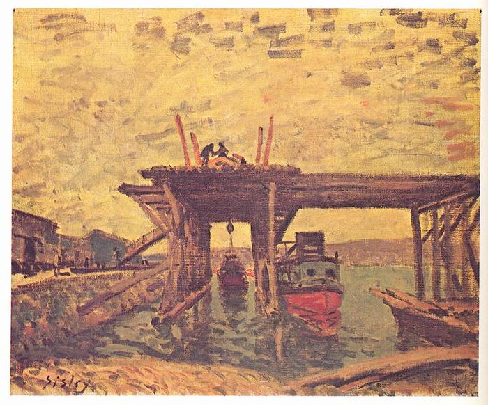 Alfred Sisley Brucke im Bau oil painting picture